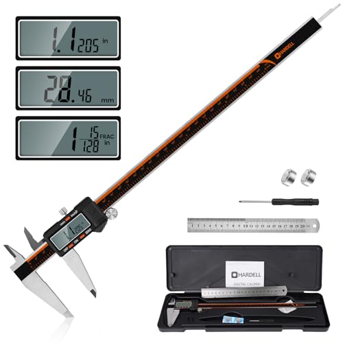 HARDELL 12 Inch Digital Caliper, Stainless Steel Micrometer with Large LCD Screen