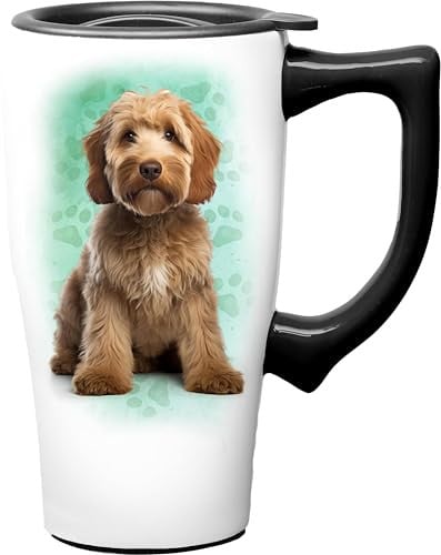 Spoontiques Doodle Ceramic Travel Coffee Mug with Lid and Handle Deal