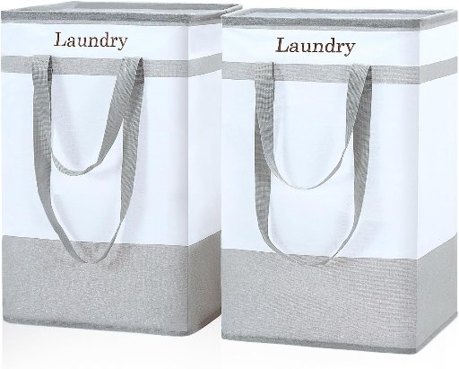 2-Pack 78L FairyHaus Collapsible Laundry Basket w/ Easy Carry Handles (Gray)