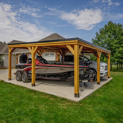 Backyard Discovery Kingsport 20' x 20' Cedar Wood Outdoor Carport Garage Deal
