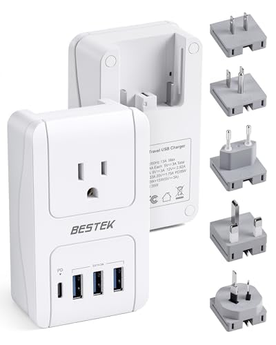 BESTEK 35W 5-in-1 International Travel Adapter with USB-C and USB-A Ports
