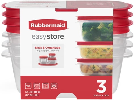 3-Pack Rubbermaid EasyStore Rectangle Containers 3.57-Cup (2) and 5.26-Cup Deal