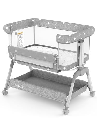 Bedside Bassinet Sleeper with Portable Baby Crib with Mattress, Adjustable Height, Mesh Sides and Wheels Deal