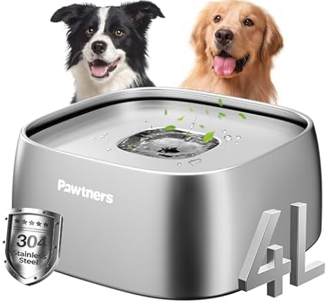 4L Pawtners Stainless Steel Dog Water Bowl w/ Floating Disk Deal