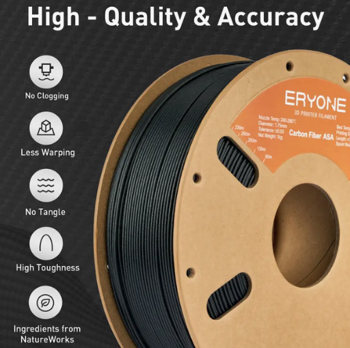 Eryone Black ASA CF Filament 1KGx3 Bundle 1.75mm