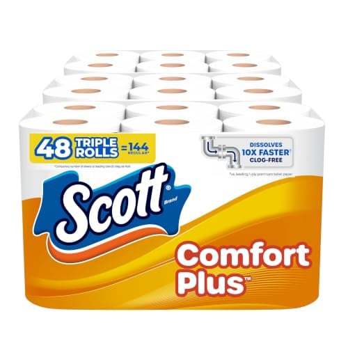 Scott 1-Ply Toilet Paper Double Rolls 48-Pack 231-Sheets (Comfort Plus)