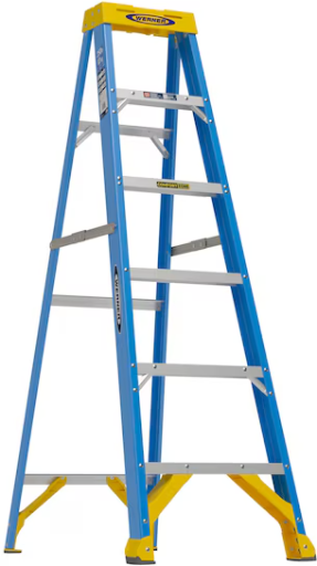 Werner 6' Fiberglass Step Ladder w/ ComfortZone Step & Locktop, 250 lb Capacity