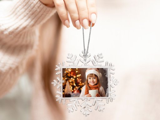 8-Ct Custom 4"x4" Snowflake Photo Ornaments