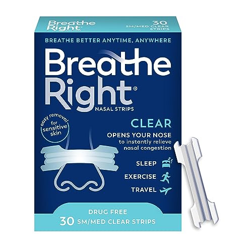 Breathe Right Original Nasal Strips for Sensitive Skin (Clear, S/M) 30-Count