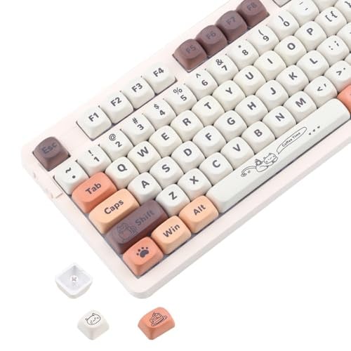 134-Key MOA Profile PBT Keycaps (Coffee Cat - Warm Brown Non-Backlit)
